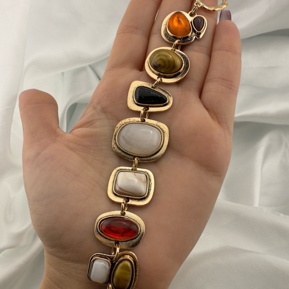 Multi Gemstone Gold and Red Stone Women's Bracelet - Picture 8 of 10